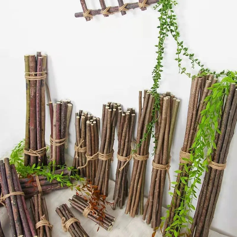 Natural Birch Twigs and Wood Log Sticks for Craft Projects