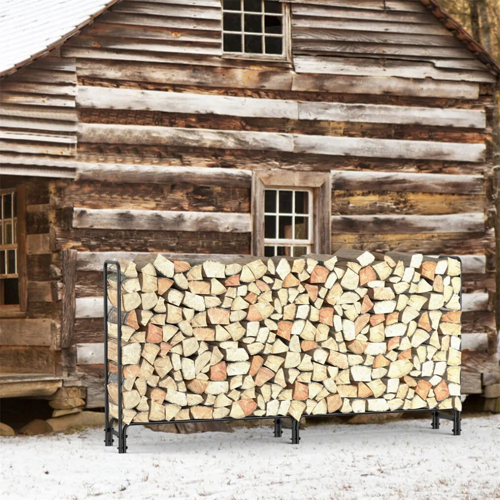 Elevated Rustproof Firewood Rack, Steel Storage for Outdoor Use