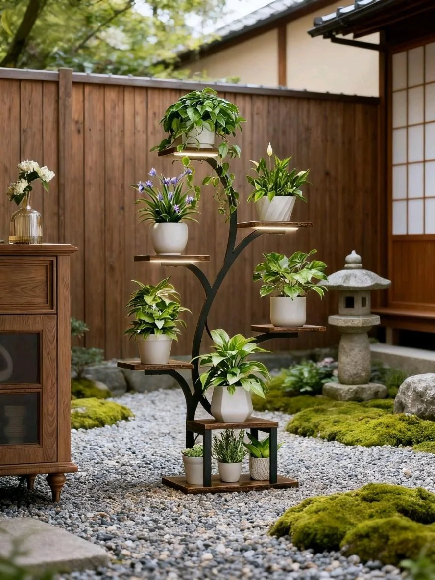 8 Tier Metal Indoor Plant Stand With Grow Lights
