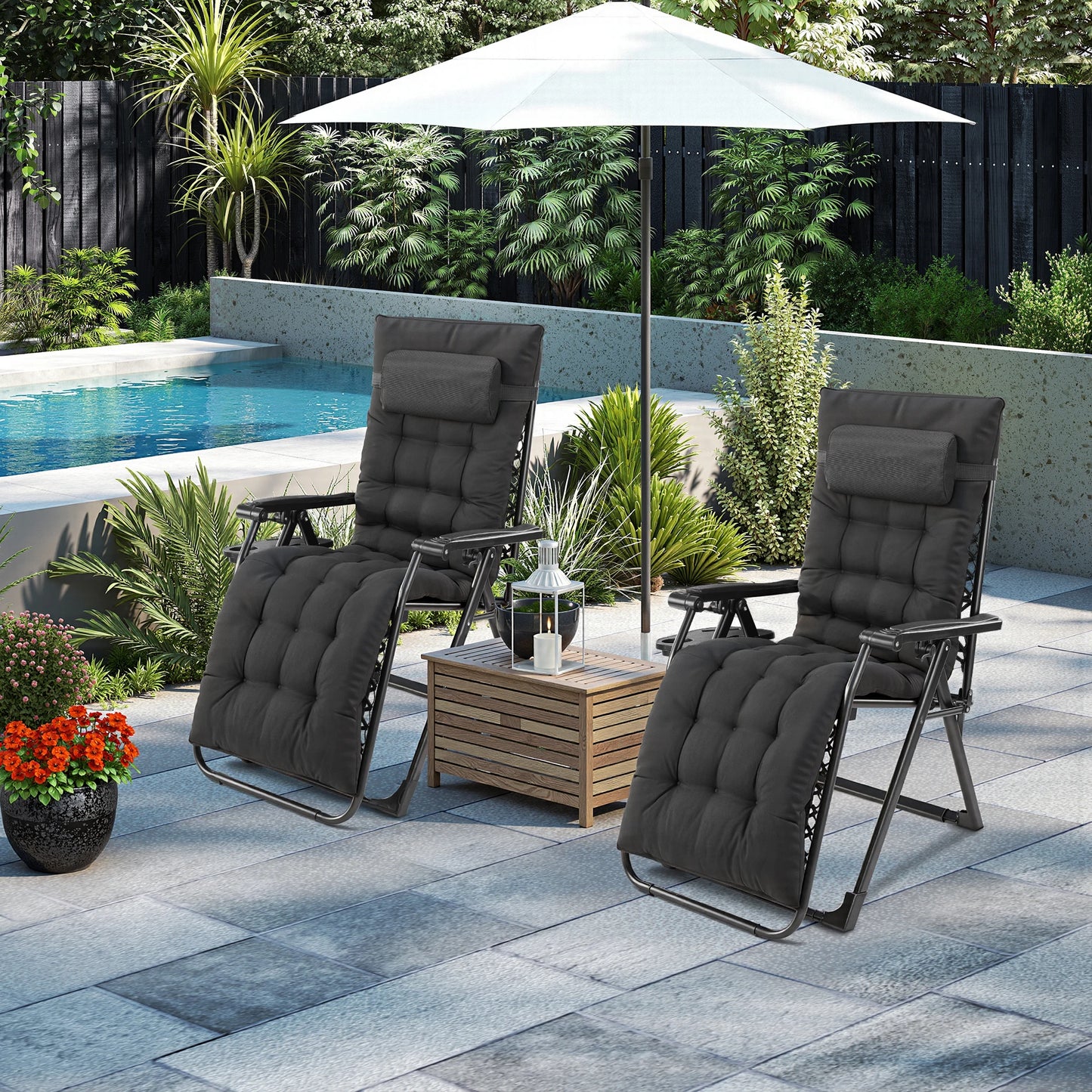 JHK Zero Gravity Folding Outdoor Recliner Chair With Cup Holders
