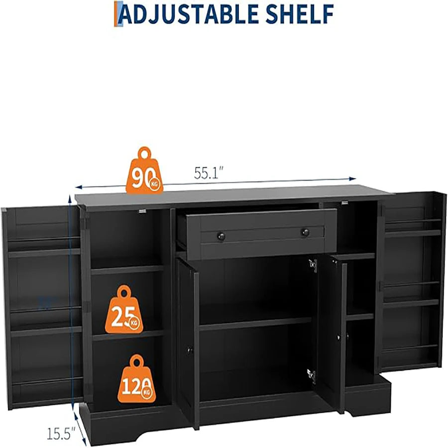 HiMISS Modern Wood Sideboard Buffet Cabinet With Storage