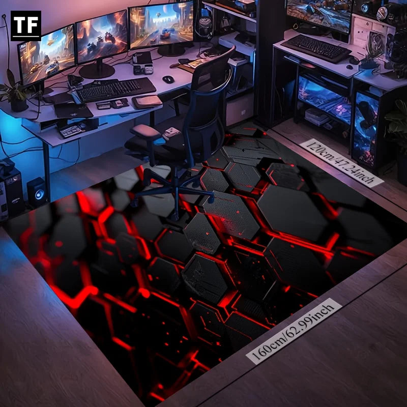 Cyberpunk Velvet Area Rug HD Print Non Slip Mat For Gaming Room