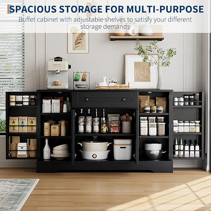 HiMISS Modern Wood Sideboard Buffet Cabinet With Storage