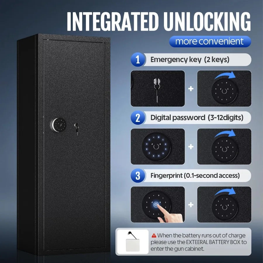 XMSJ Biometric Gun Safe For Rifles And Pistols With Fingerprint