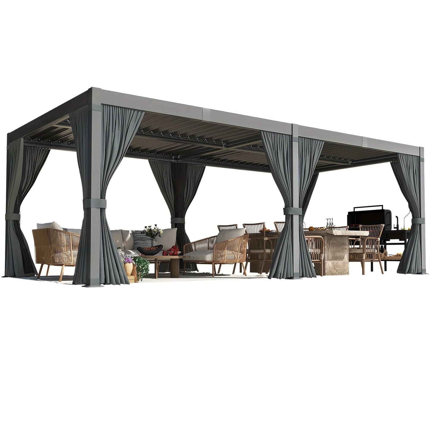 VIWAT Louvered Pergola Aluminum Frame Waterproof Roof Gazebo All Weather