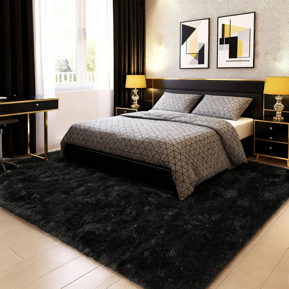 Shaggy Faux Fur Area Rug Machine Washable For Living Room And Bedroom