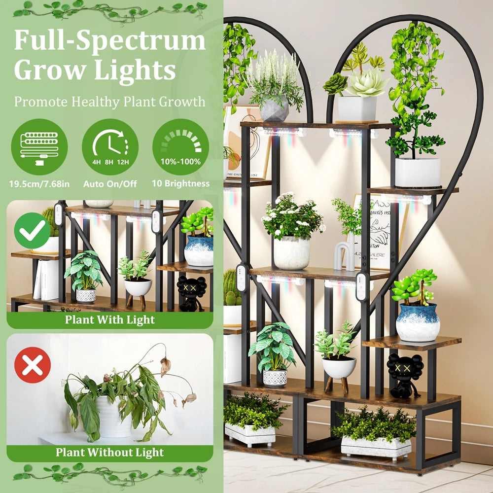 Wisfor Metal Heart Shaped 6 Tier Ladder Plant Stand
