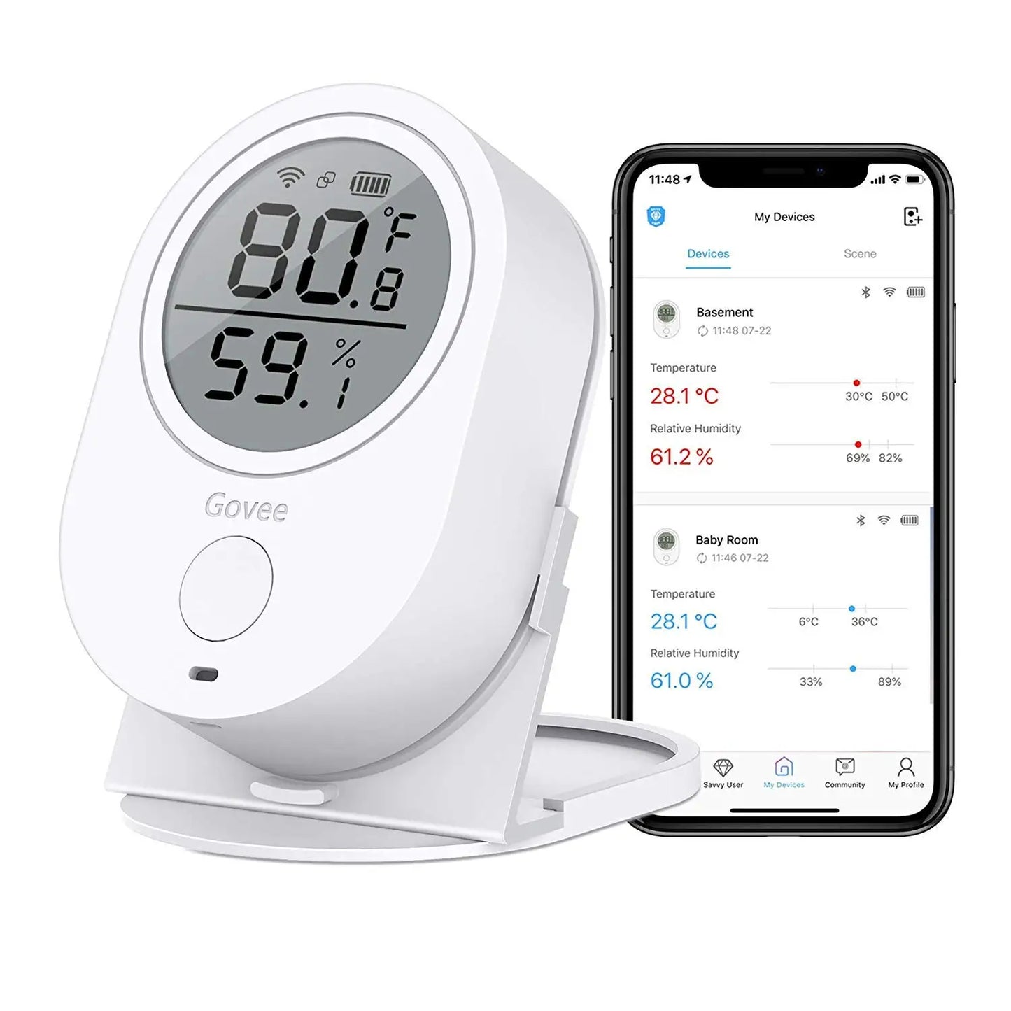 Smart WiFi Bluetooth Thermometer Hygrometer With App Alerts for Greenhouse