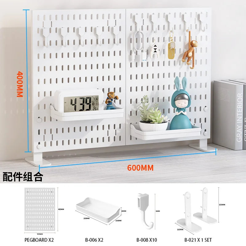 Desktop Pegboard Height Adjustable Standing Storage Rack For Home Office