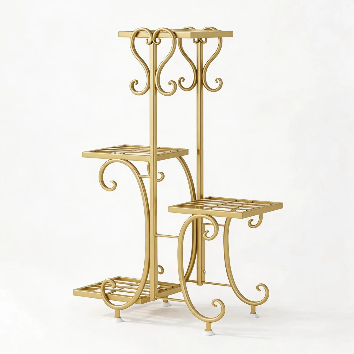 4 Tier Corner Plant Stand Metal Flower Pot Shelf Indoor Outdoor Plant Rack Space Saving Vertical Plant Shelf for Living Room Balcony Patio Garden