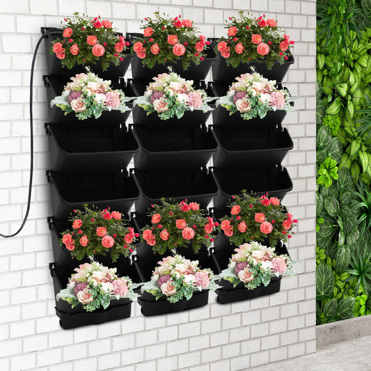 Bymaocar 18 Pots Vertical Wall Planter With Self Watering Timer