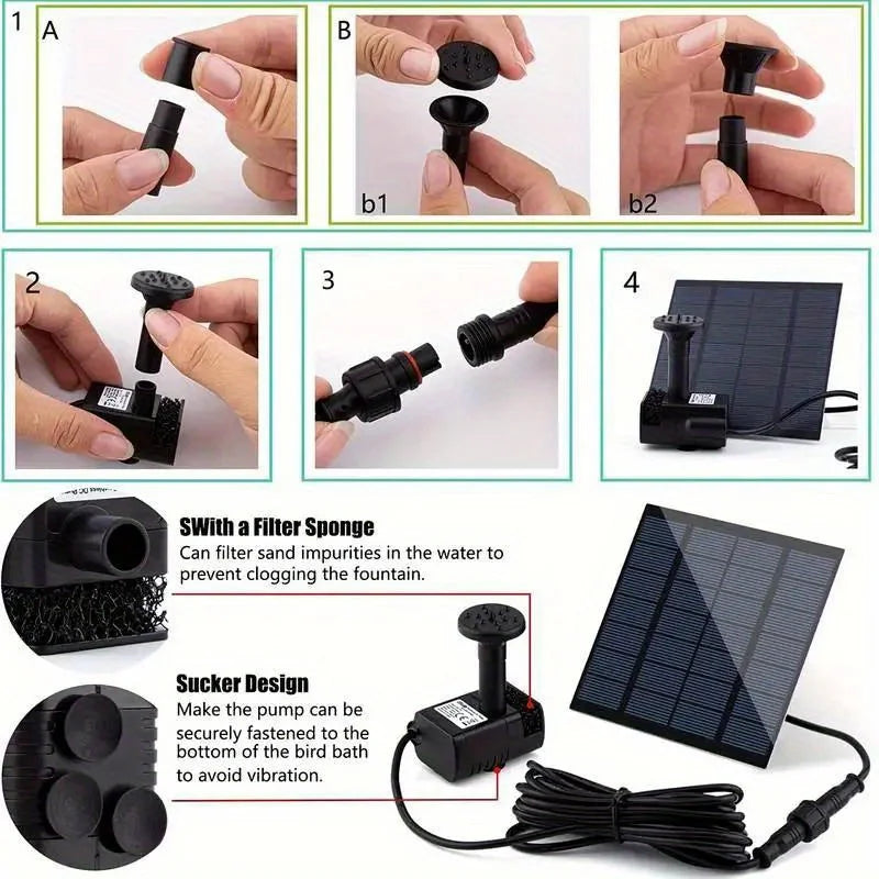 Solar Fountain With 6 Nozzles And Floating Pump