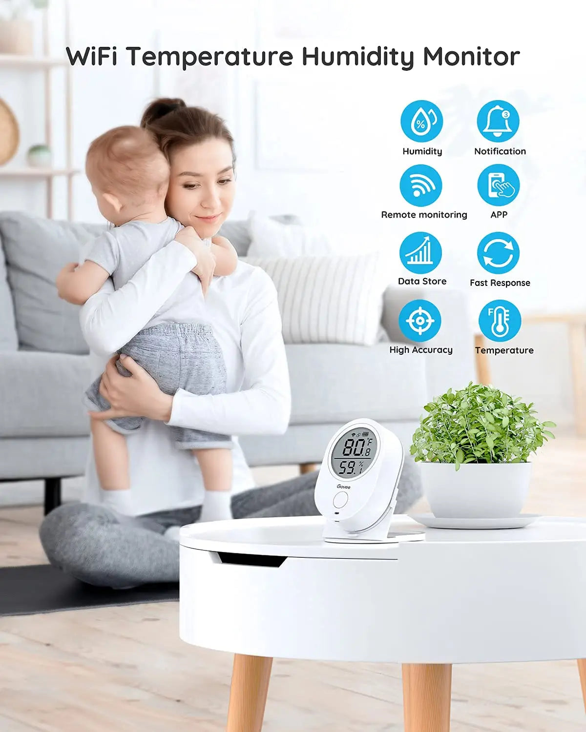 Smart WiFi Bluetooth Thermometer Hygrometer With App Alerts for Greenhouse