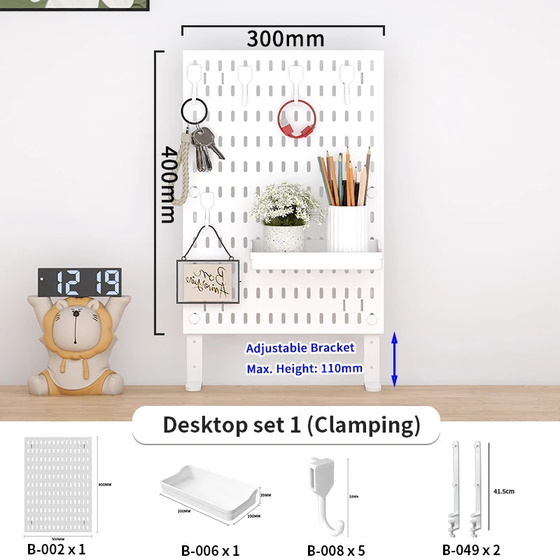 Desktop Pegboard Height Adjustable Standing Storage Rack For Home Office