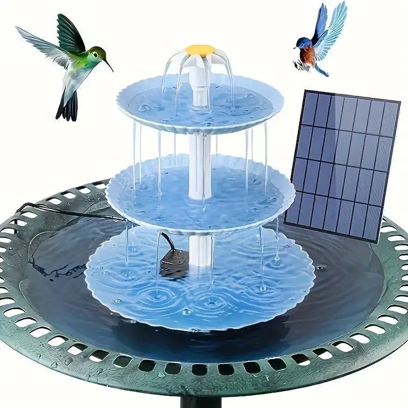 Solar Bird Bath Fountain 3 Tier DIY Detachable Pump