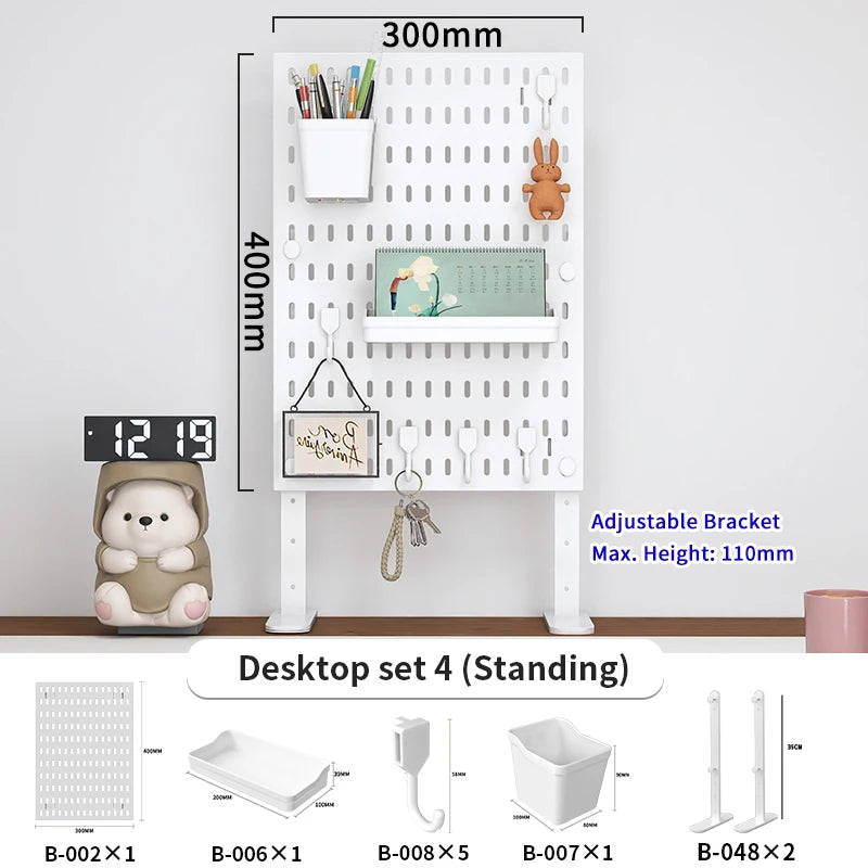 Desktop Pegboard Height Adjustable Standing Storage Rack For Home Office