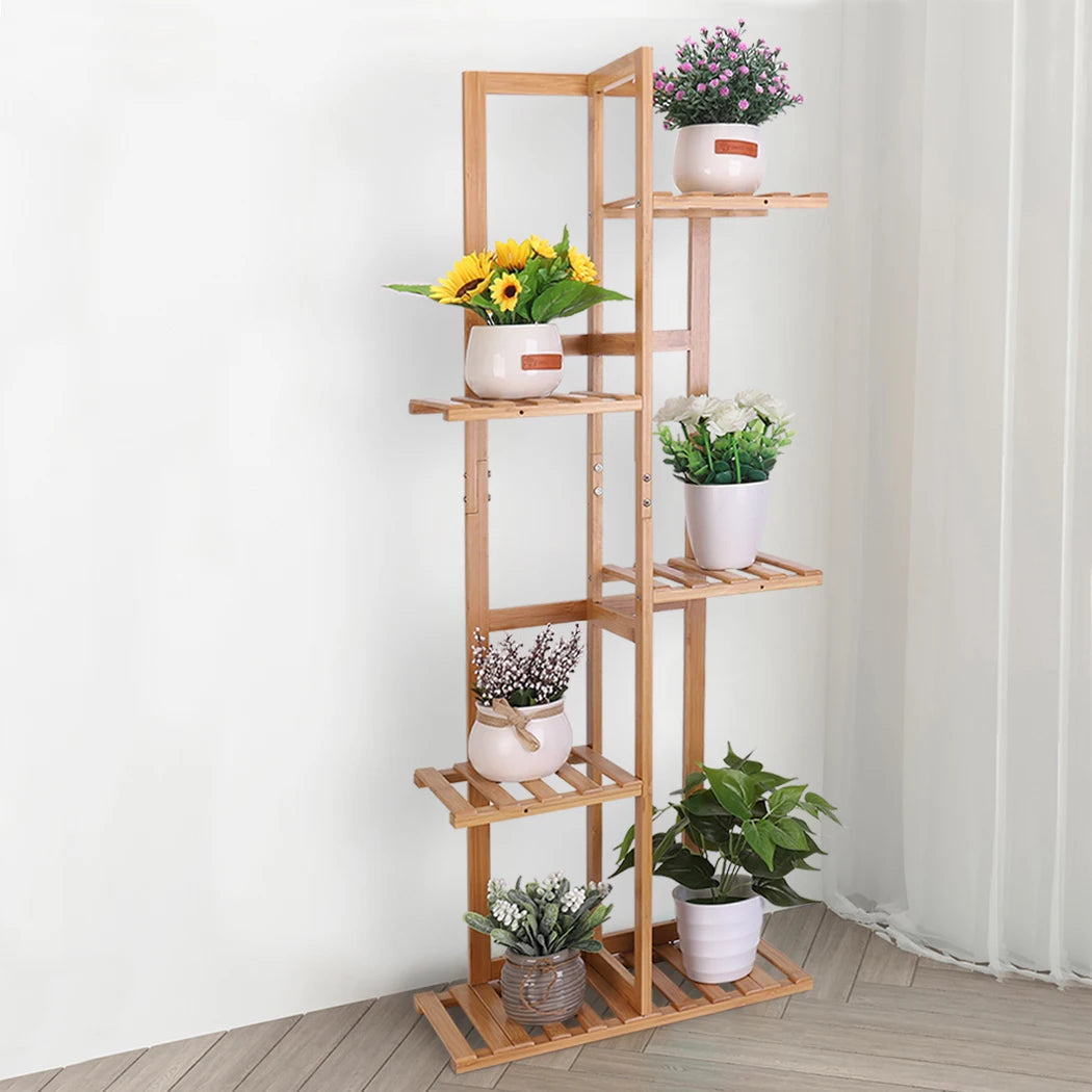 Bamboo Plant Stand Tall  Flower Stand Storage Display Rack for Indoor Outdoor