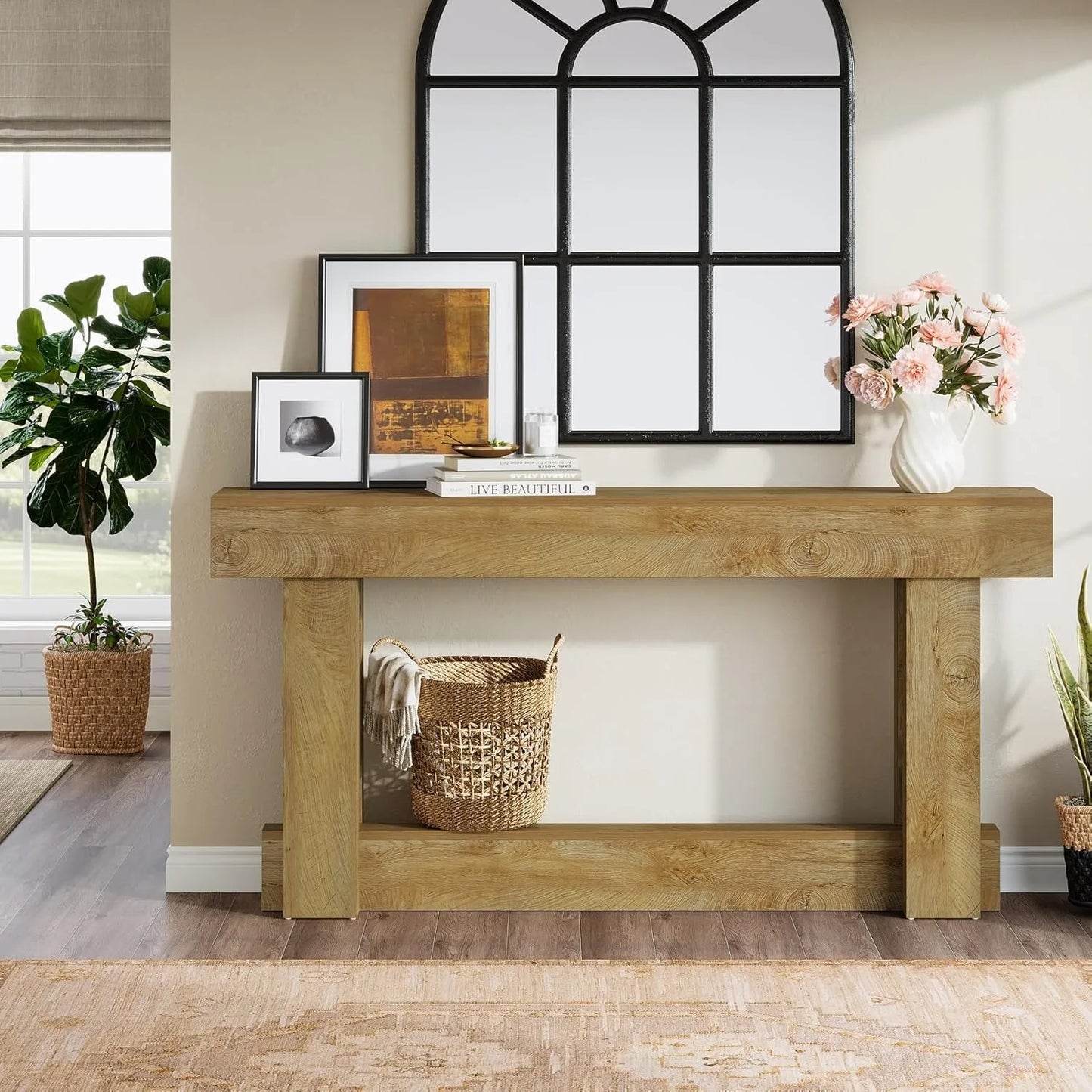Little Tree Two-Tier Wood Console Table for Entryway