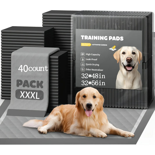 Extra Large 32"x55" /32"x48" 40pcs Odor-Control Super Absorbency Charcoal Pee Pads For Dogs, Leak-Proof Pet Training Pee Pads, Thicken Disposable Potty Pads Puppy Training Pads For Cats Rabbits JUYHGV