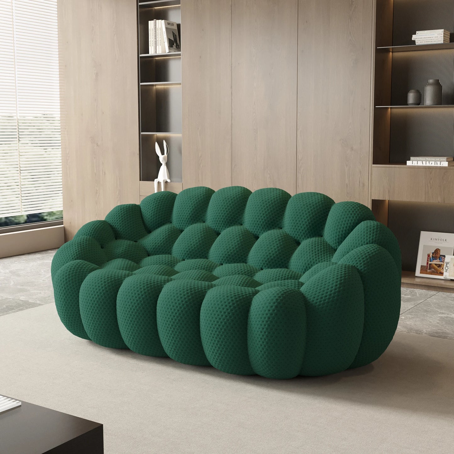 Sdorens Modern Curved Boneless Sofa 3D Knitted Fabric Loveseat