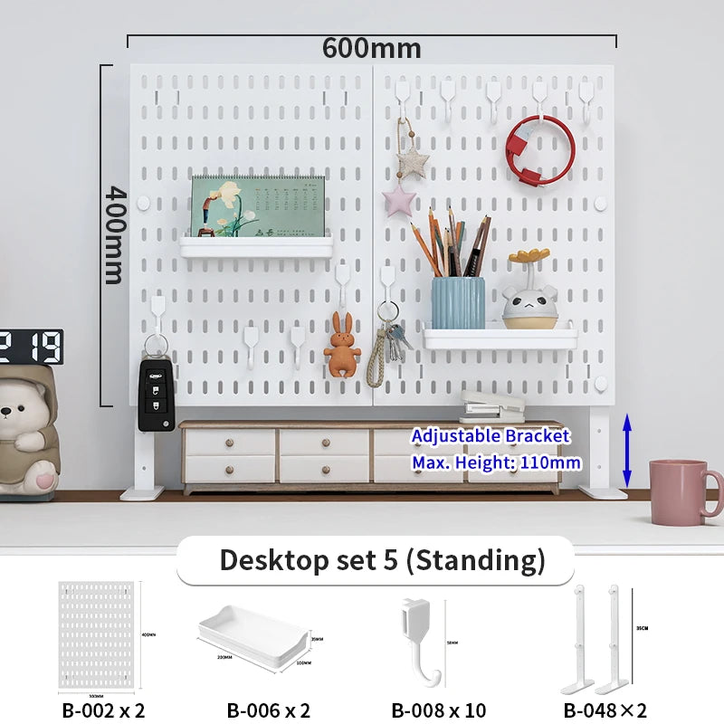 Desktop Pegboard Height Adjustable Standing Storage Rack For Home Office