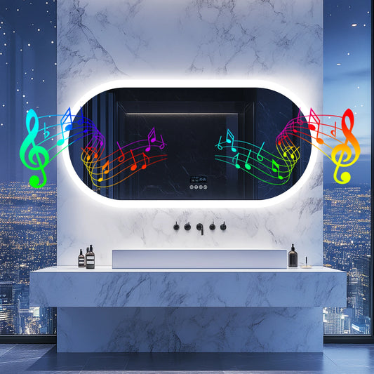 Wisfor Oval LED Bathroom Mirror with Lights Anti Fog Bluetooth