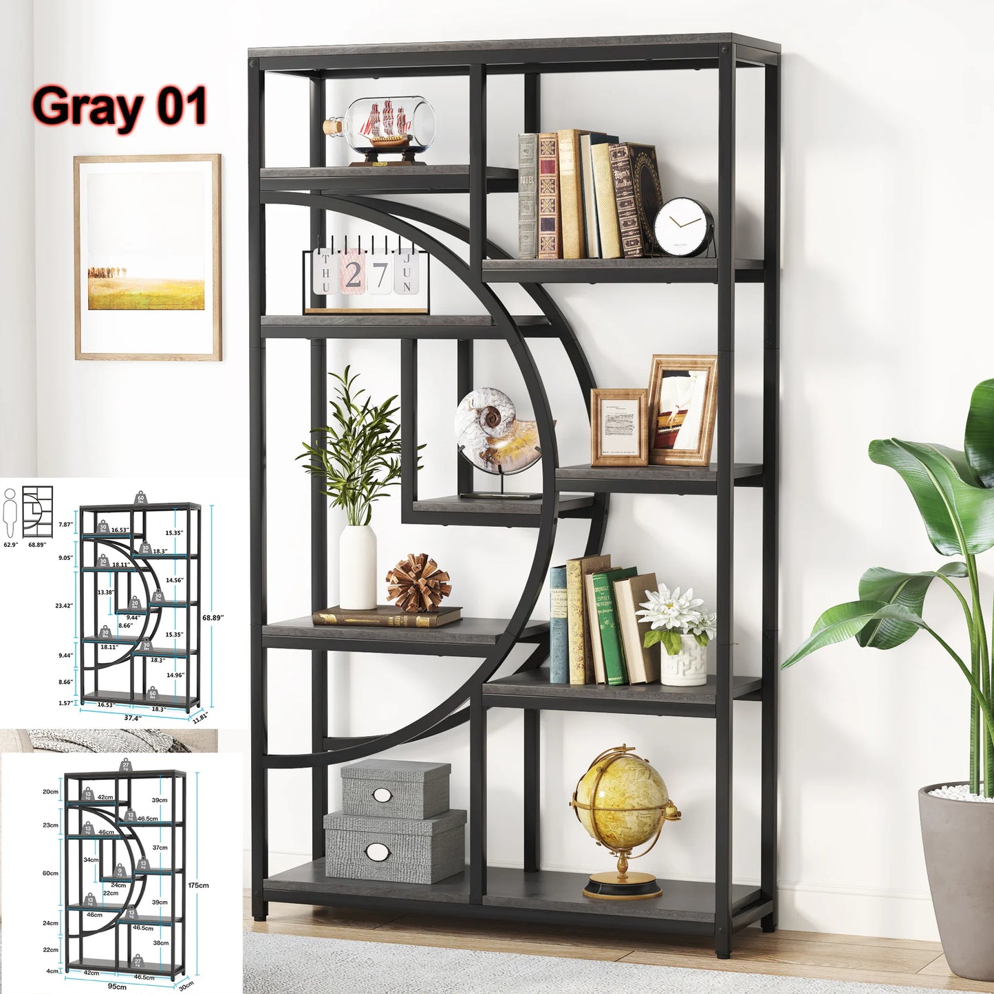 Tribesigns Industrial 5-Tier Etagere Bookshelf