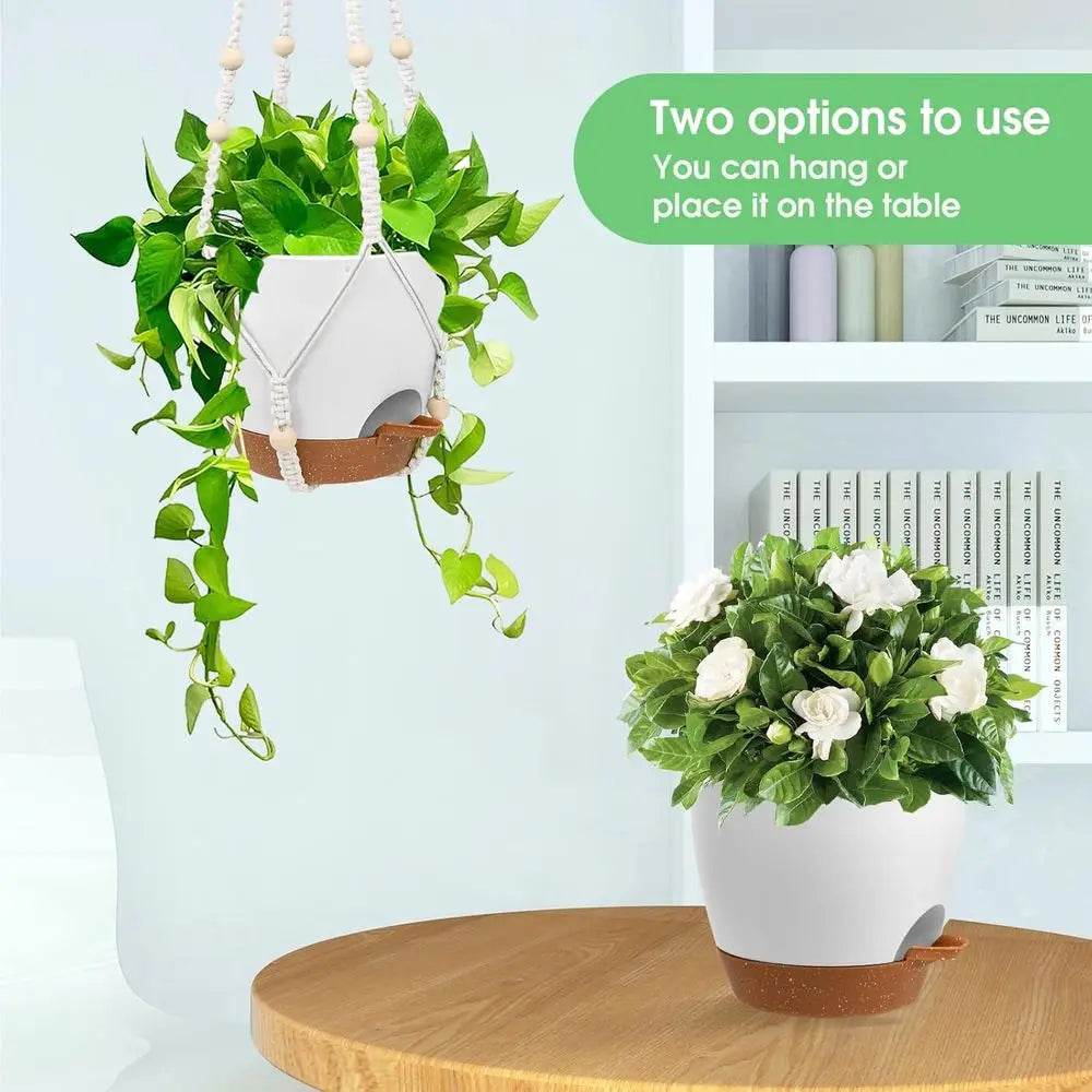 Self Watering Hanging Planters Indoor Outdoor With Drainage 2 Pack