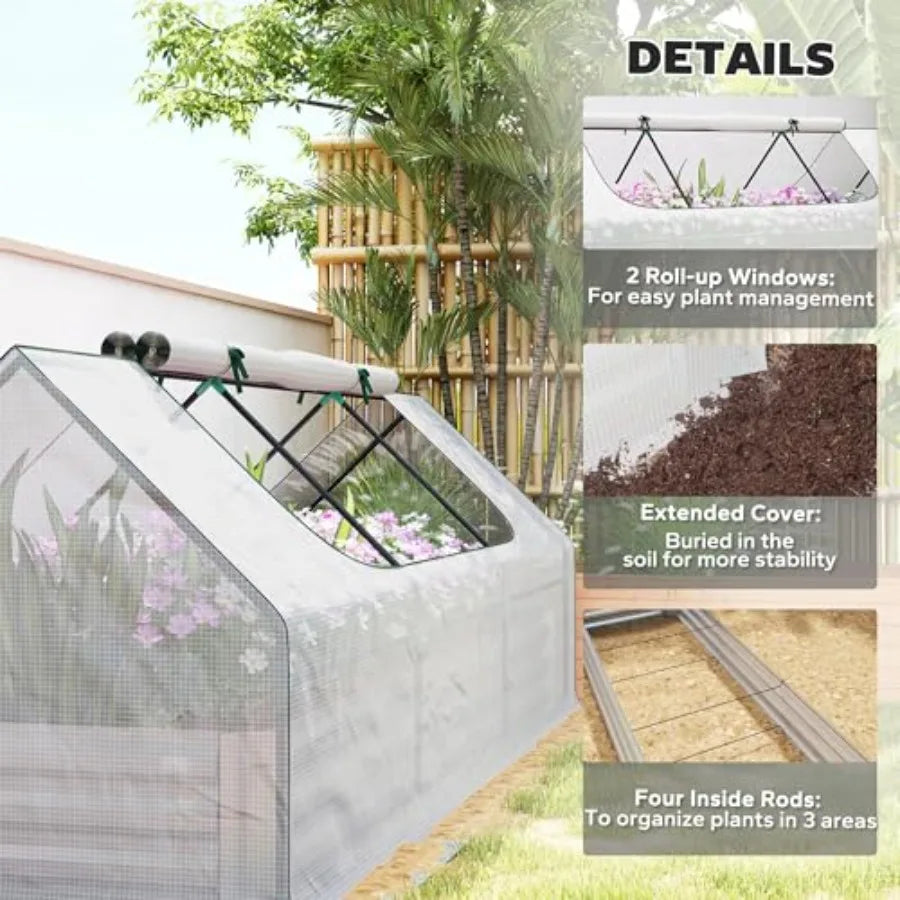 Galvanized Metal Planter Box With Mini Greenhouse Cover For Patio Balcony