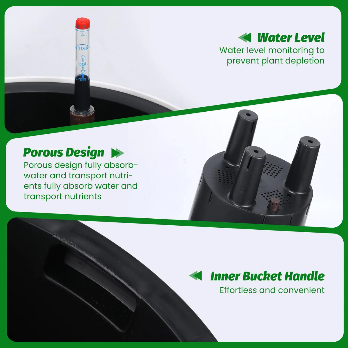 HiMiss 16 Inch Self Watering Planters With Indicator