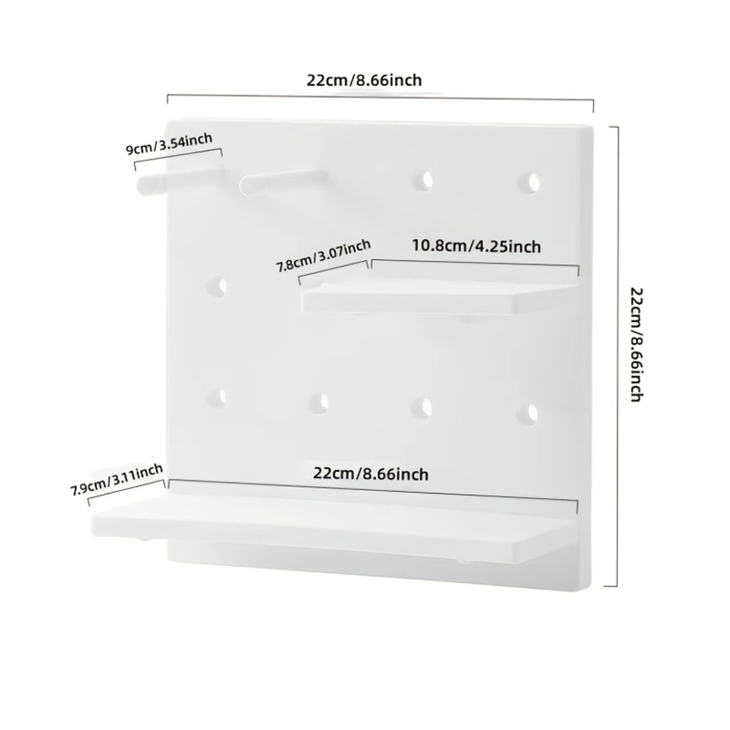 Adjustable Wall Mounted Pegboard Shelf Organizer For Home Office