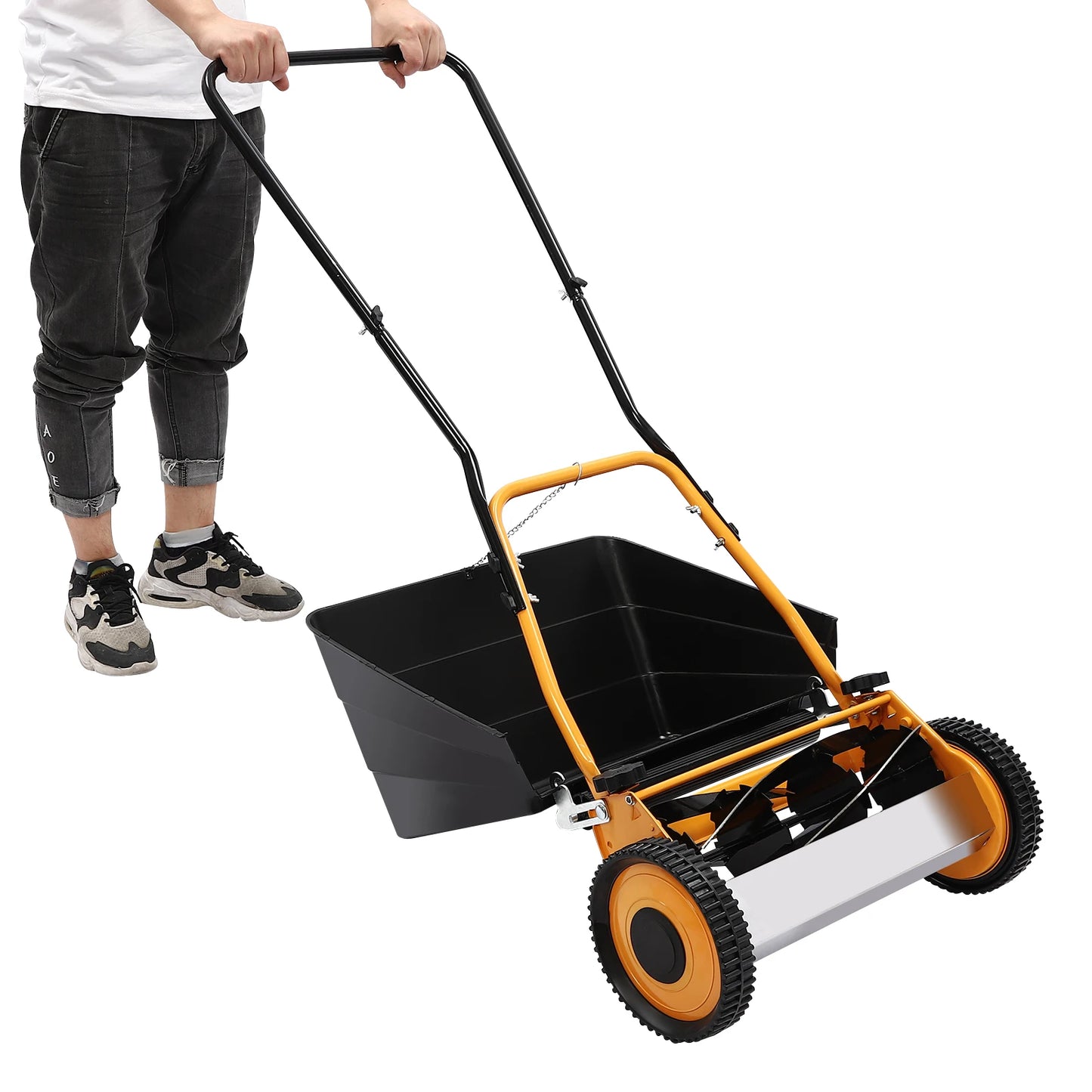 Bymaocar Manual Lawn Mower With Adjustable Height Quiet Trimming