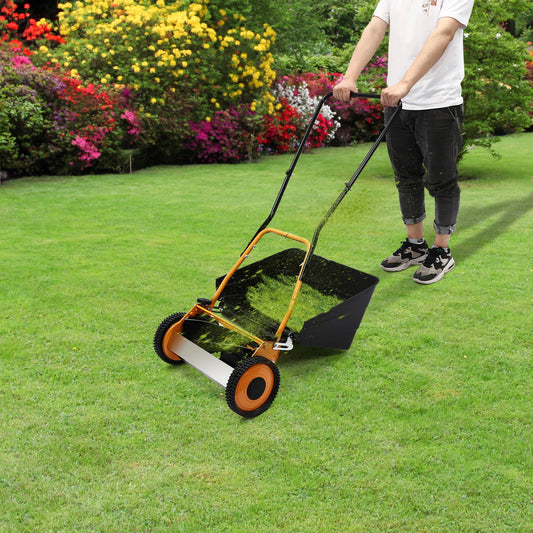 Bymaocar Manual Lawn Mower With Adjustable Height Quiet Trimming