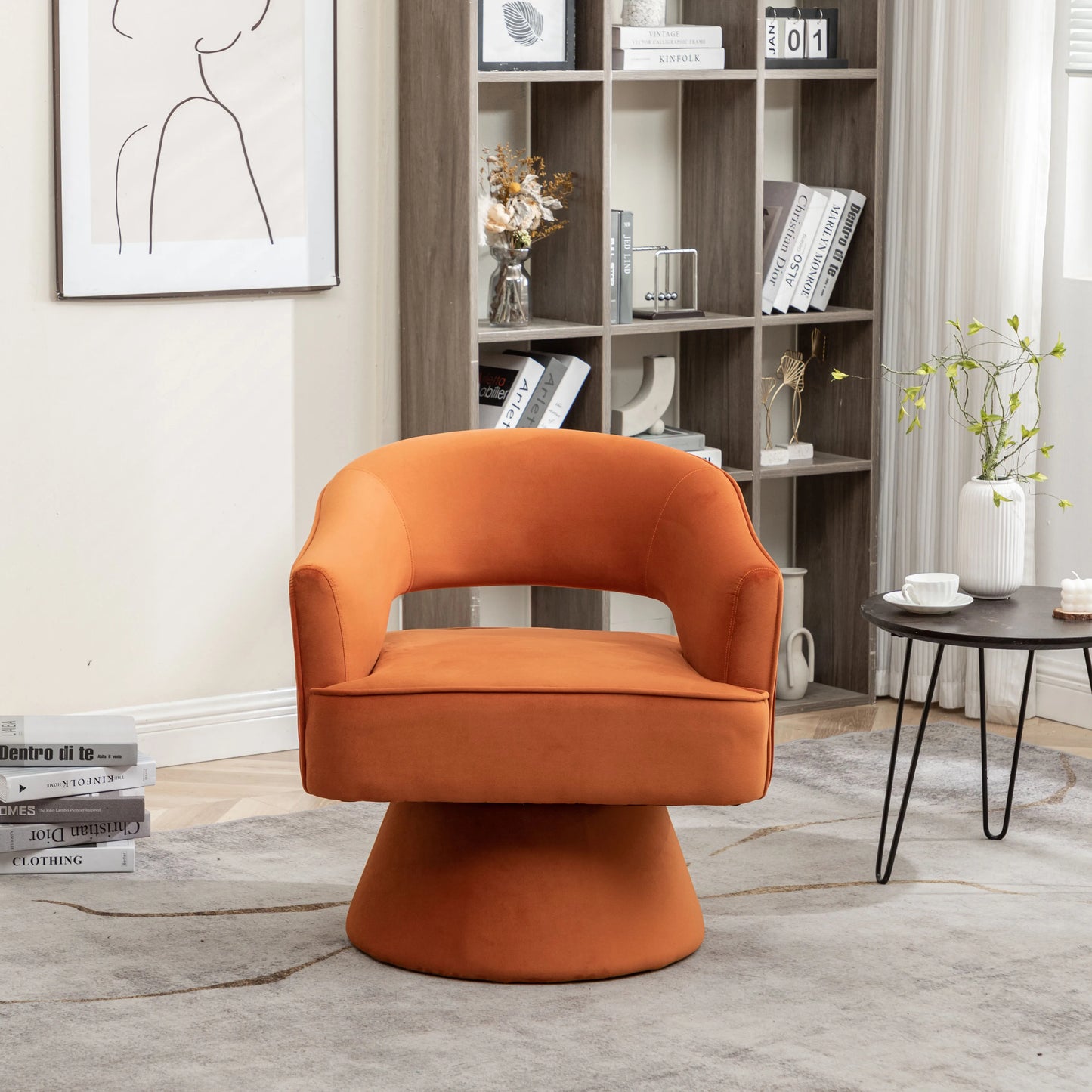 SEYNER Modren Velvet Swivel Arm Chair, Bedroom Chair living Room Furniture Vanity Throne Lounge Nordic Sofa Single Sofa