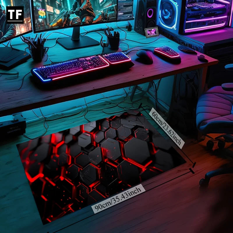Cyberpunk Velvet Area Rug HD Print Non Slip Mat For Gaming Room