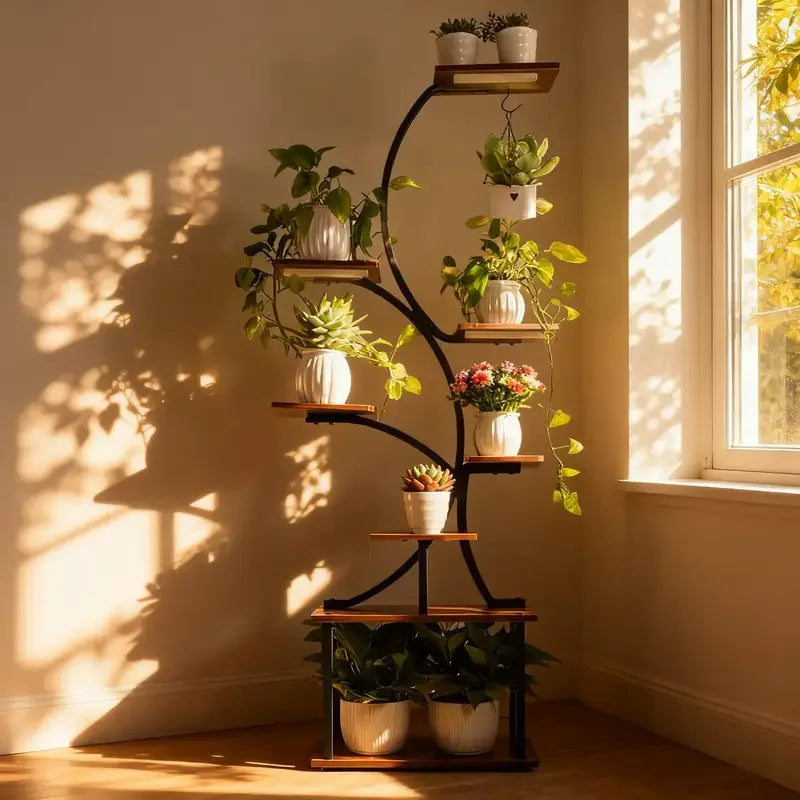 8 Tier Metal Indoor Plant Stand With Grow Lights