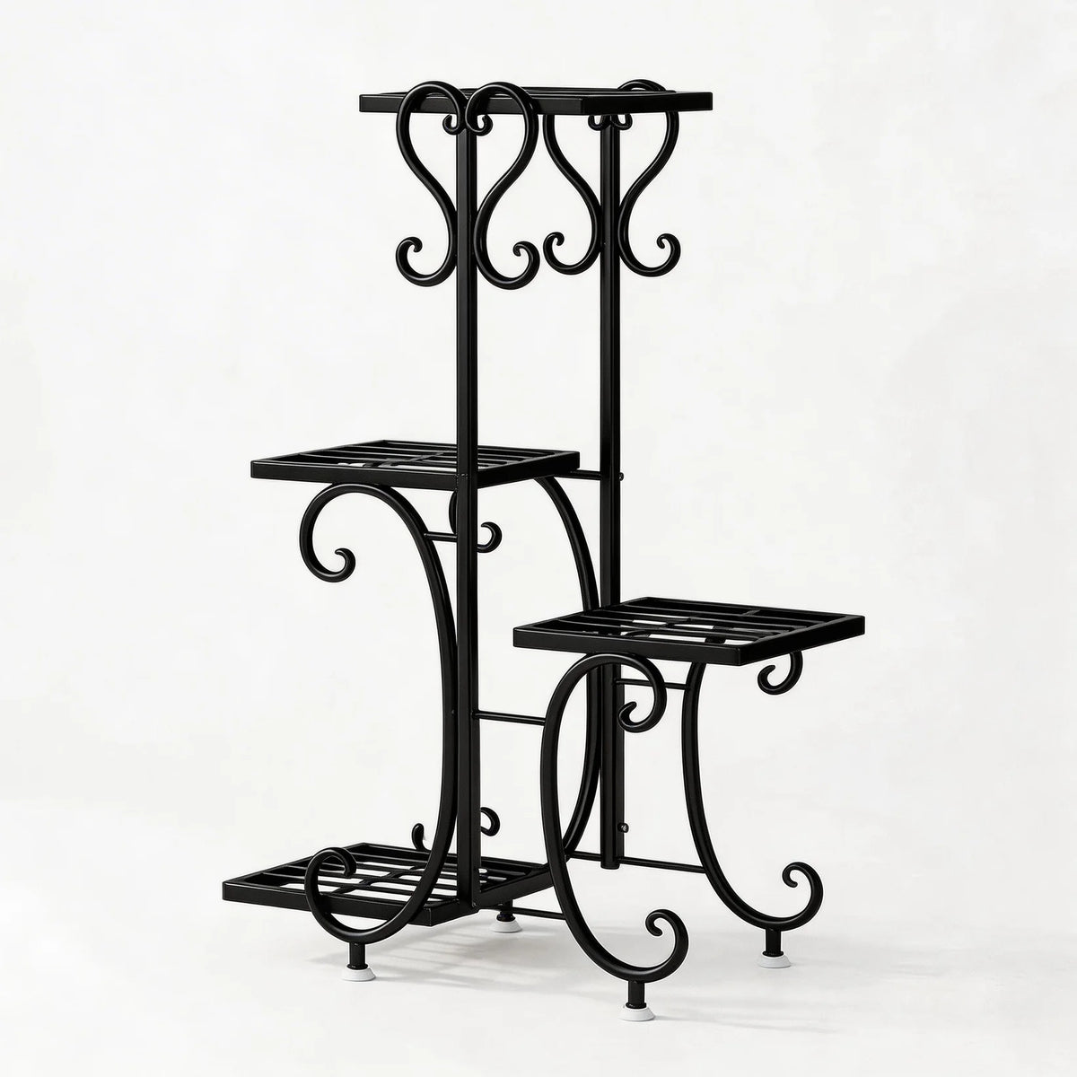 4 Tier Corner Plant Stand Metal Flower Pot Shelf Indoor Outdoor Plant Rack Space Saving Vertical Plant Shelf for Living Room Balcony Patio Garden