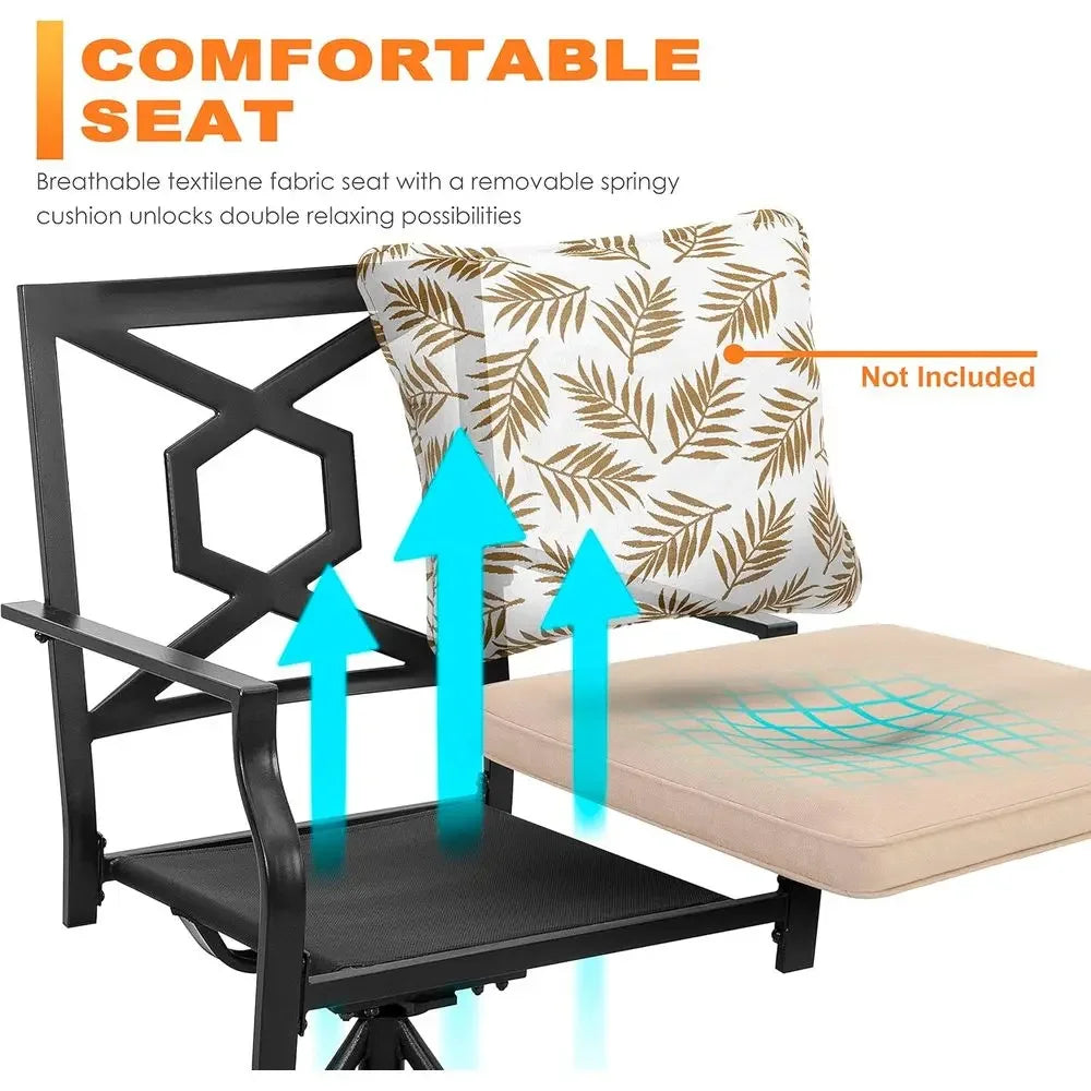 5-Piece Outdoor Patio Furniture Set with Fire Pit Table, 28 Propane Gas Fire Pit, Cover, 4 Swivel Dining Chairs with Cushions, B