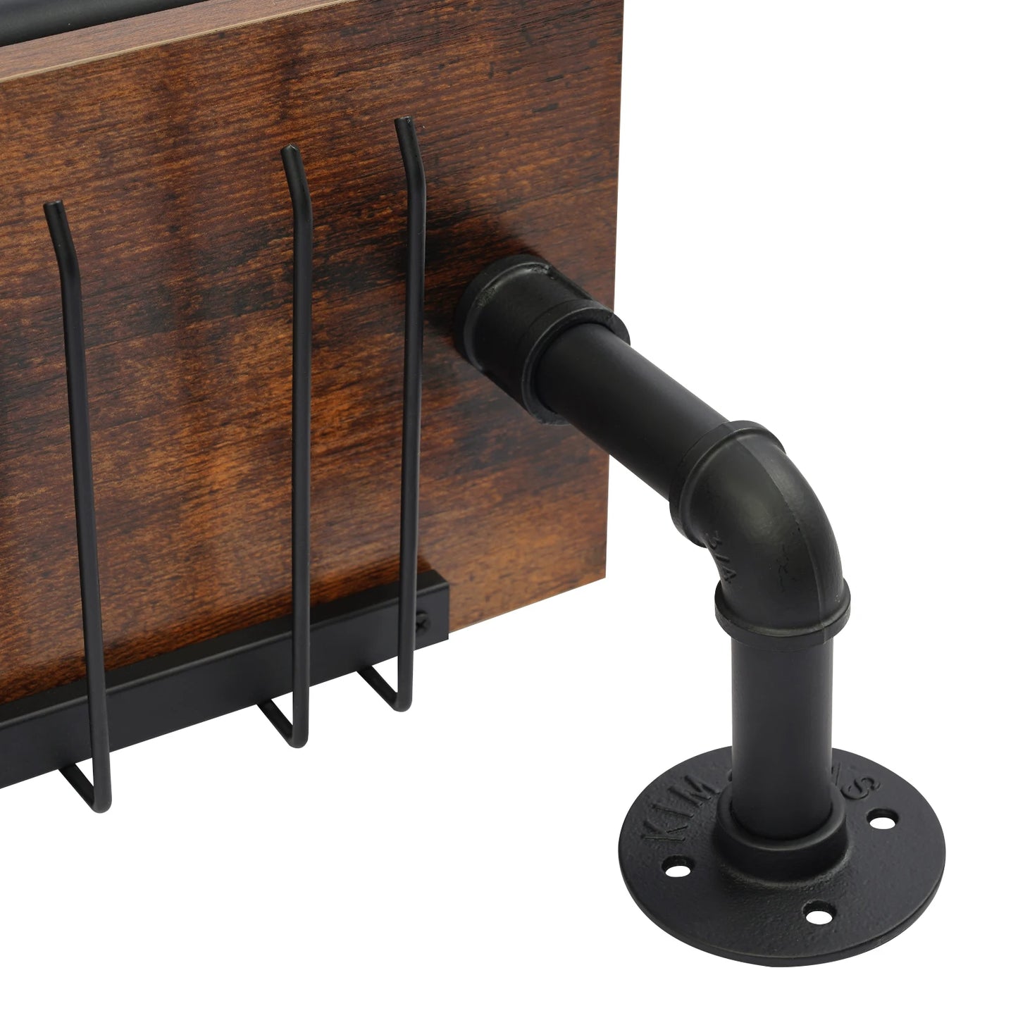 Wine Rack, Wall Mounted 3 Tier Industrial Style Wine Shelf 36 Inch 92cm, Wood and Metal for Wine Bottle Glass Storage