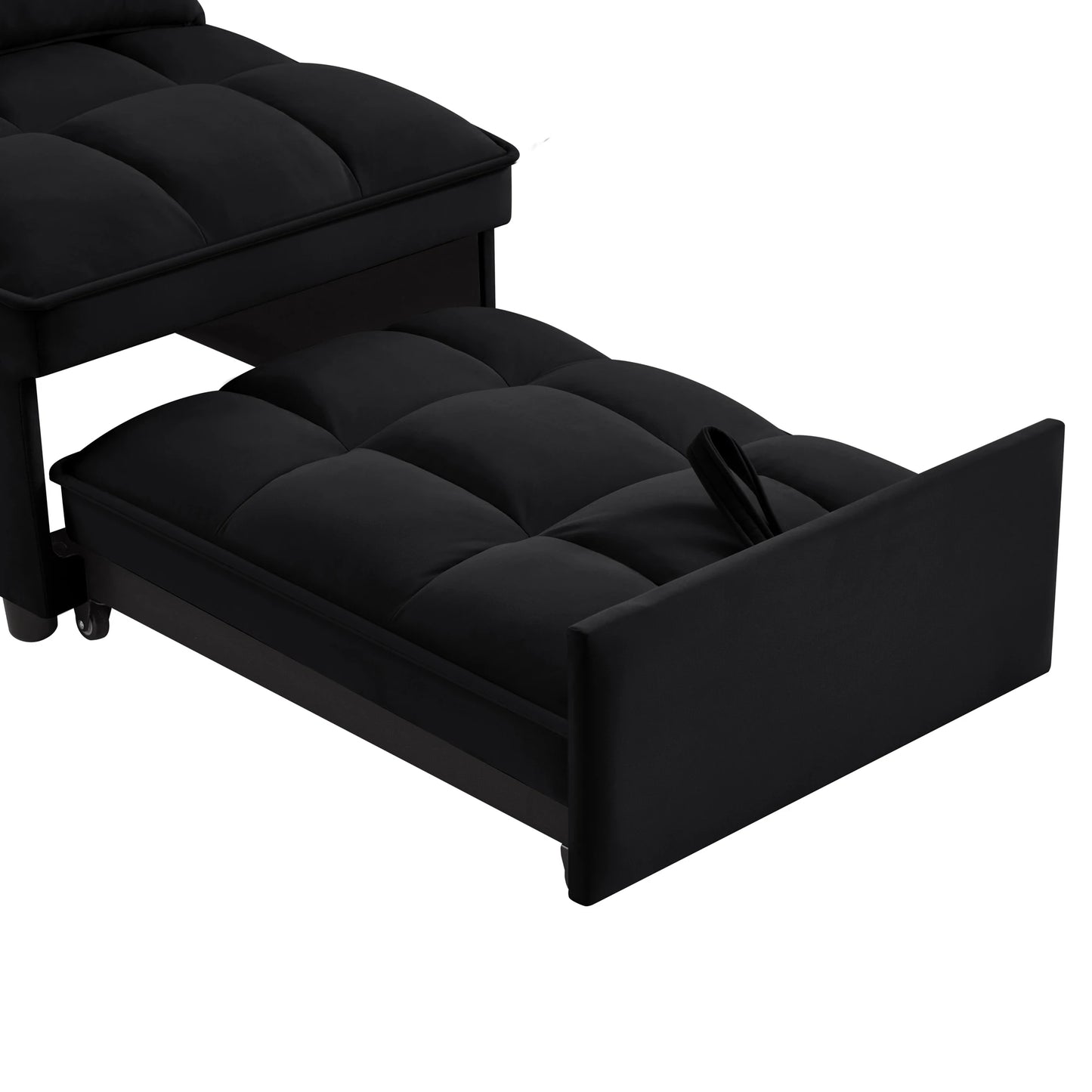 4-in-1 Multifunctional Single Sofa Bed with Storage Bag Tufted Single Sofa Bed Adjustable Backrest Pillows Convertible Chair