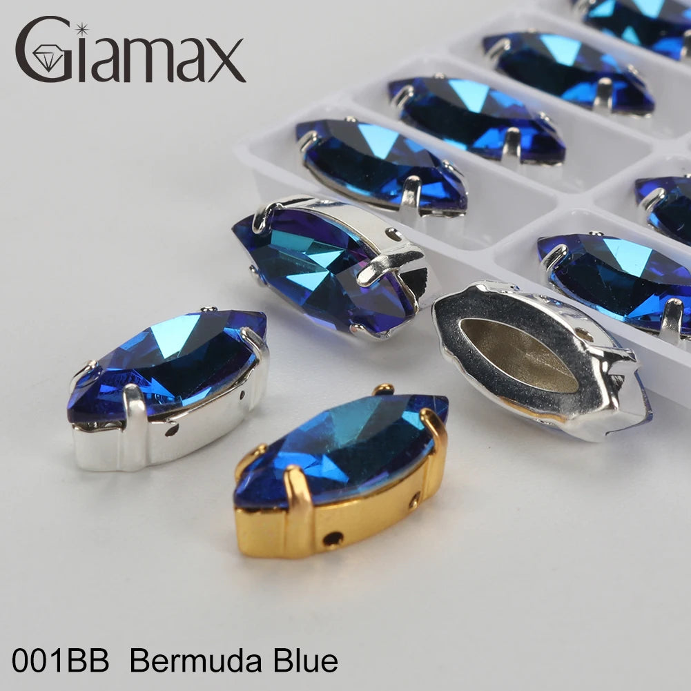 Giamax Tear Drop Glass Crystal Sewing Stone Sew on Rhinestones Gold Silver Claw Rhinestones For Garment Clothes Bags