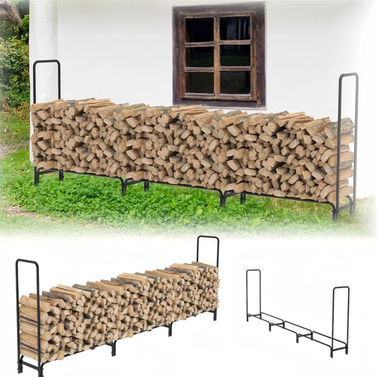 Elevated Rustproof Firewood Rack, Steel Storage for Outdoor Use