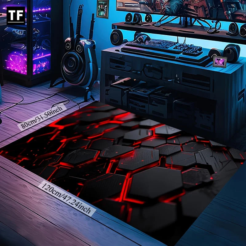 Cyberpunk Velvet Area Rug HD Print Non Slip Mat For Gaming Room