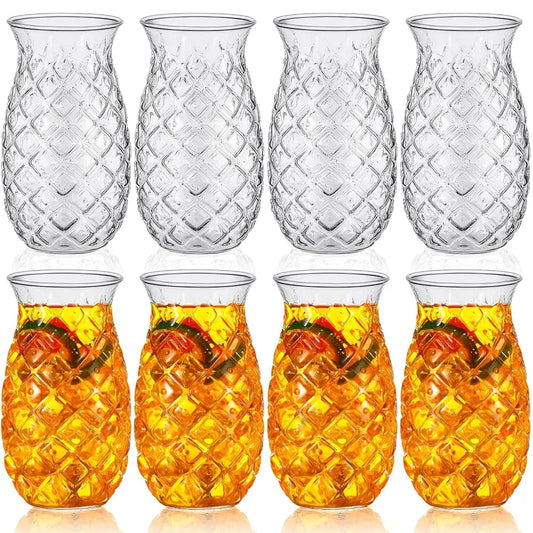 Set Of 8 Tiki Pineapple Glasses 17 Oz Retro Relief Cups Clear Pineapple Drinup For Wine Cocktail Drink I Whiskey Juice Outdoor