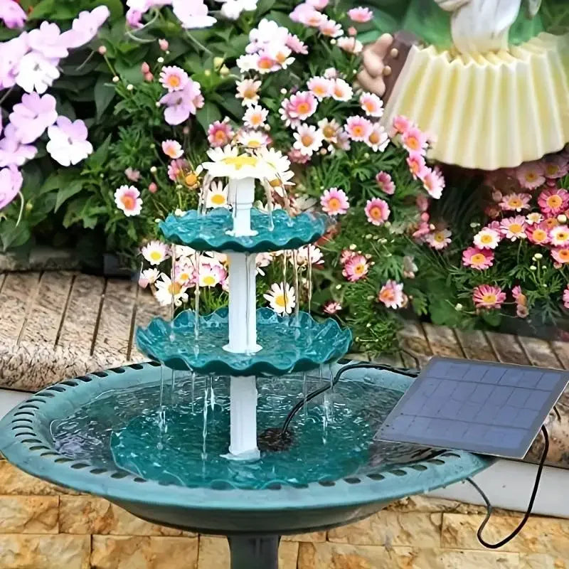 Solar Bird Bath Fountain 3 Tier DIY Detachable Pump