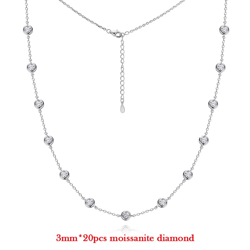 925 Sterling Silver Moissanite Tennis Necklace With Marquise Pendant