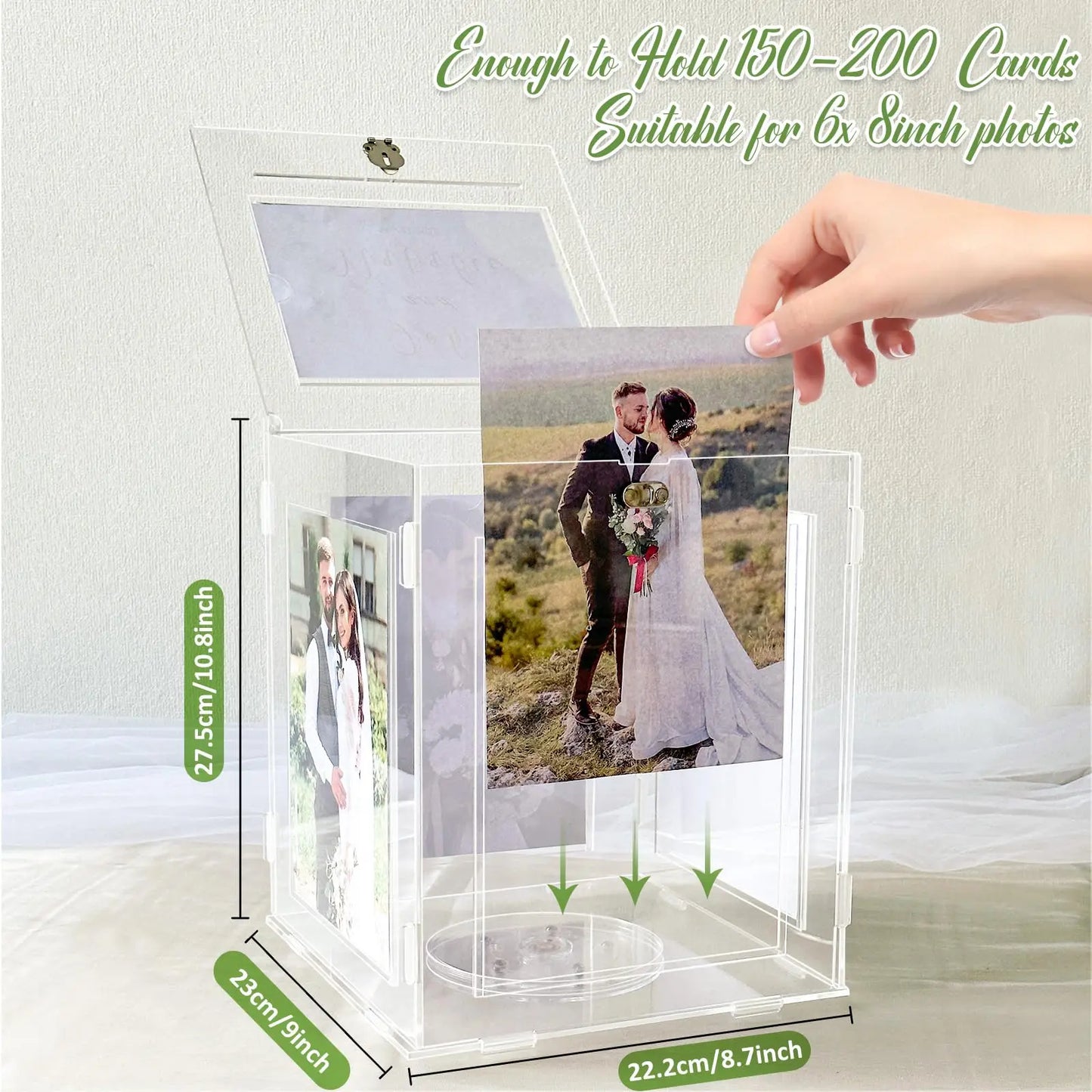 Acrylic Wedding Card Box With Picture Holder For Gifts And Envelopes