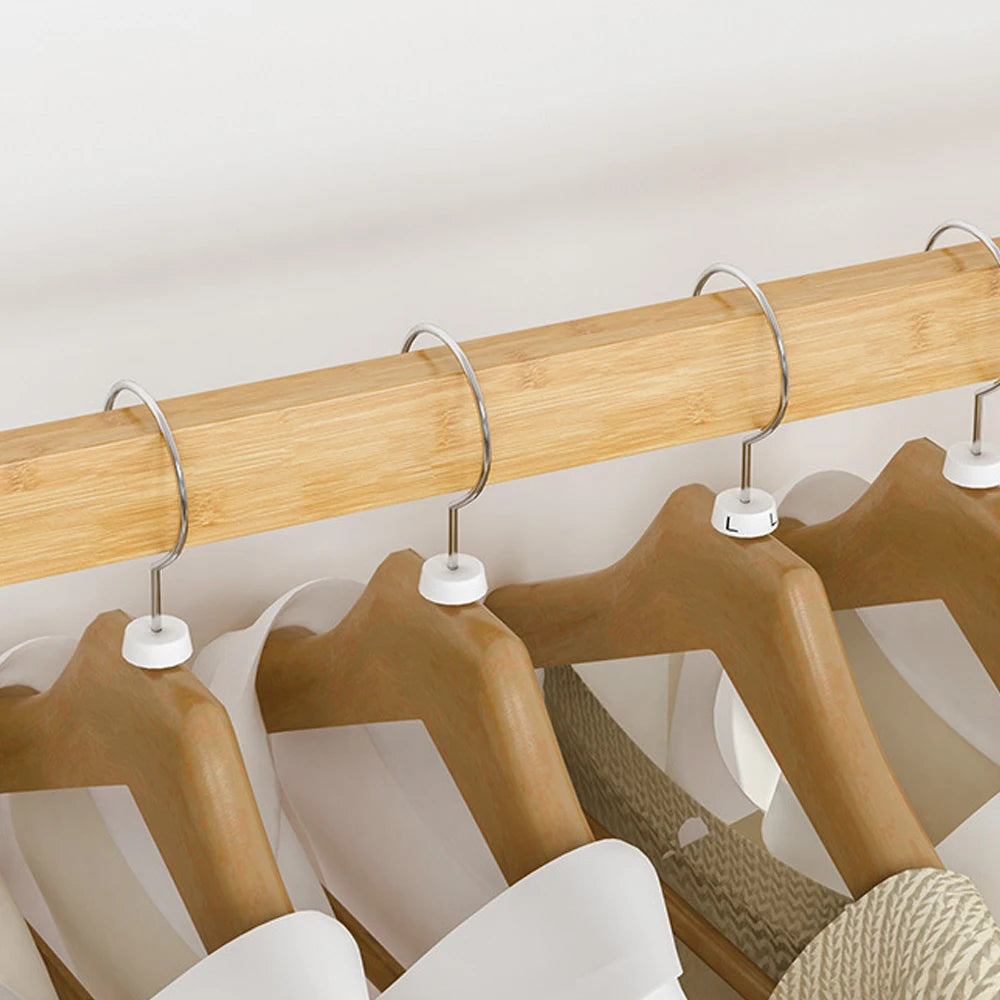 BINGOPAW Bamboo Clothes Rail Rack With Wheels And Storage Shelves