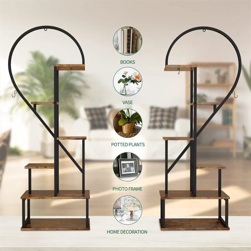 Wisfor Metal Heart Shaped 6 Tier Ladder Plant Stand