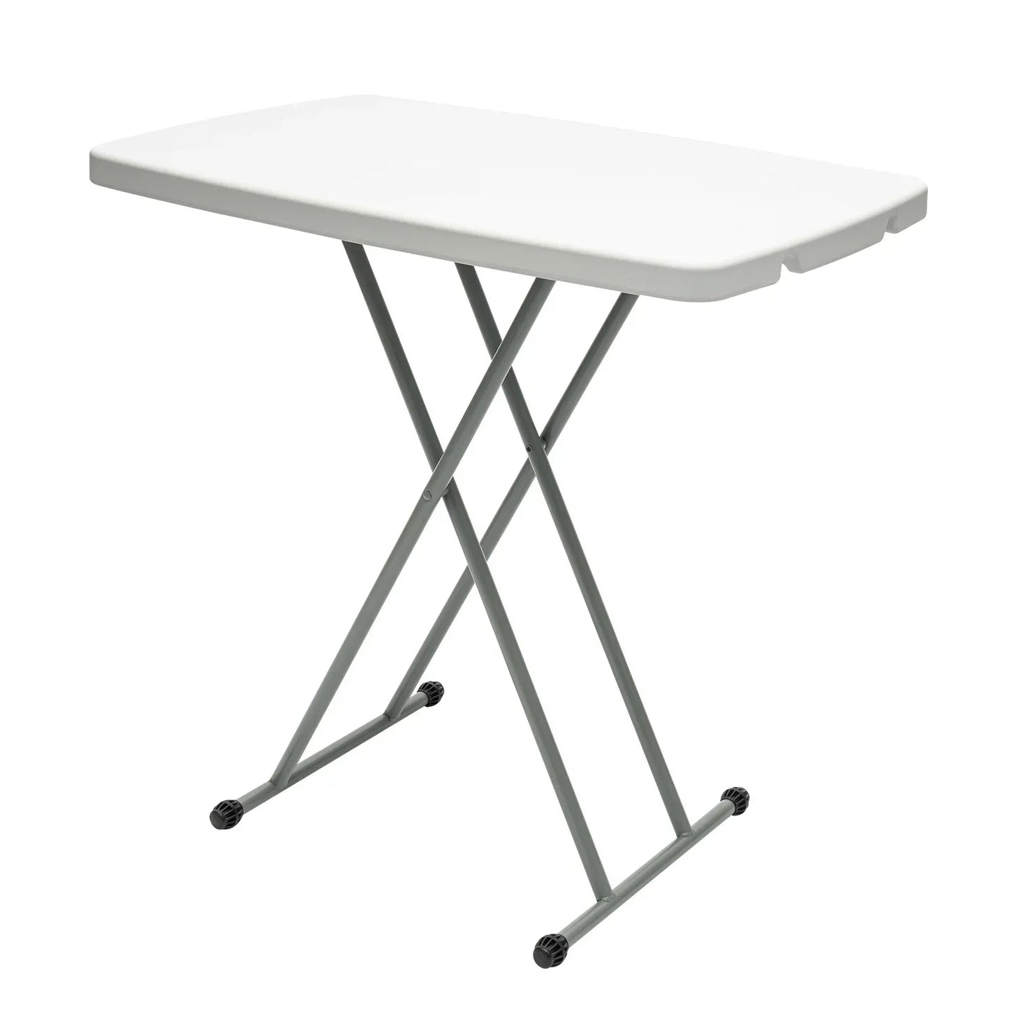 Adjustable Folding Table, 30x20 TV Tray Commercial Grade Laptop Desk Camp Picnic Table for Indoor Outdoor Use, White